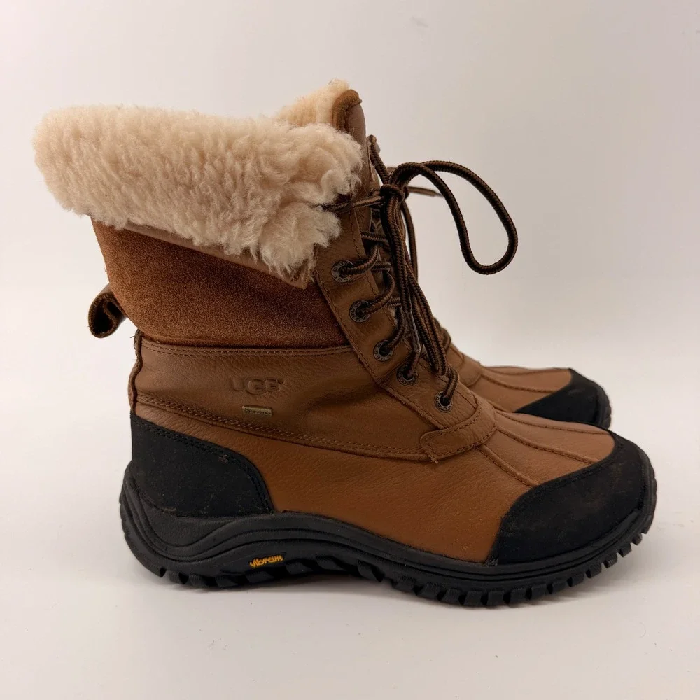 UGG Adirondack II Mens 10 Brown Leather Sheepskin Waterproof Winter Boots 5469